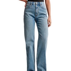 Abercrombie & Fitch The 90s Relaxed High Rise Med Blue Jeans Distressed 29 8R